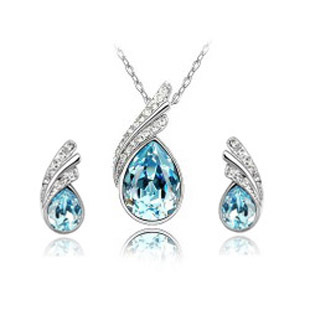 Woman Gift Jewelry Set 8mm Stone; Crystal, .925 Sterling Silver; Lever Back Earring, Pendant, Necklace